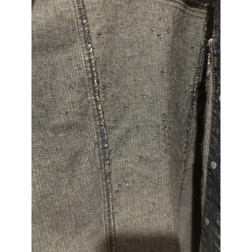 Willi Smith Denim Studded Jean Jacket Small Trucker Embroidered Gold Blue - Picture 5 of 15